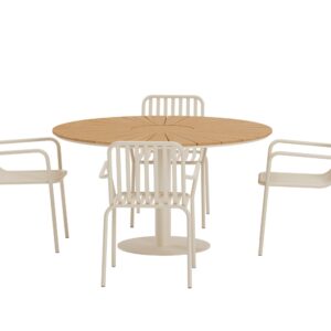 Croft, Peking – Ensemble repas – Naturel – Table : ⌀120cm, Chaise : 64 x 85 x 60 cm