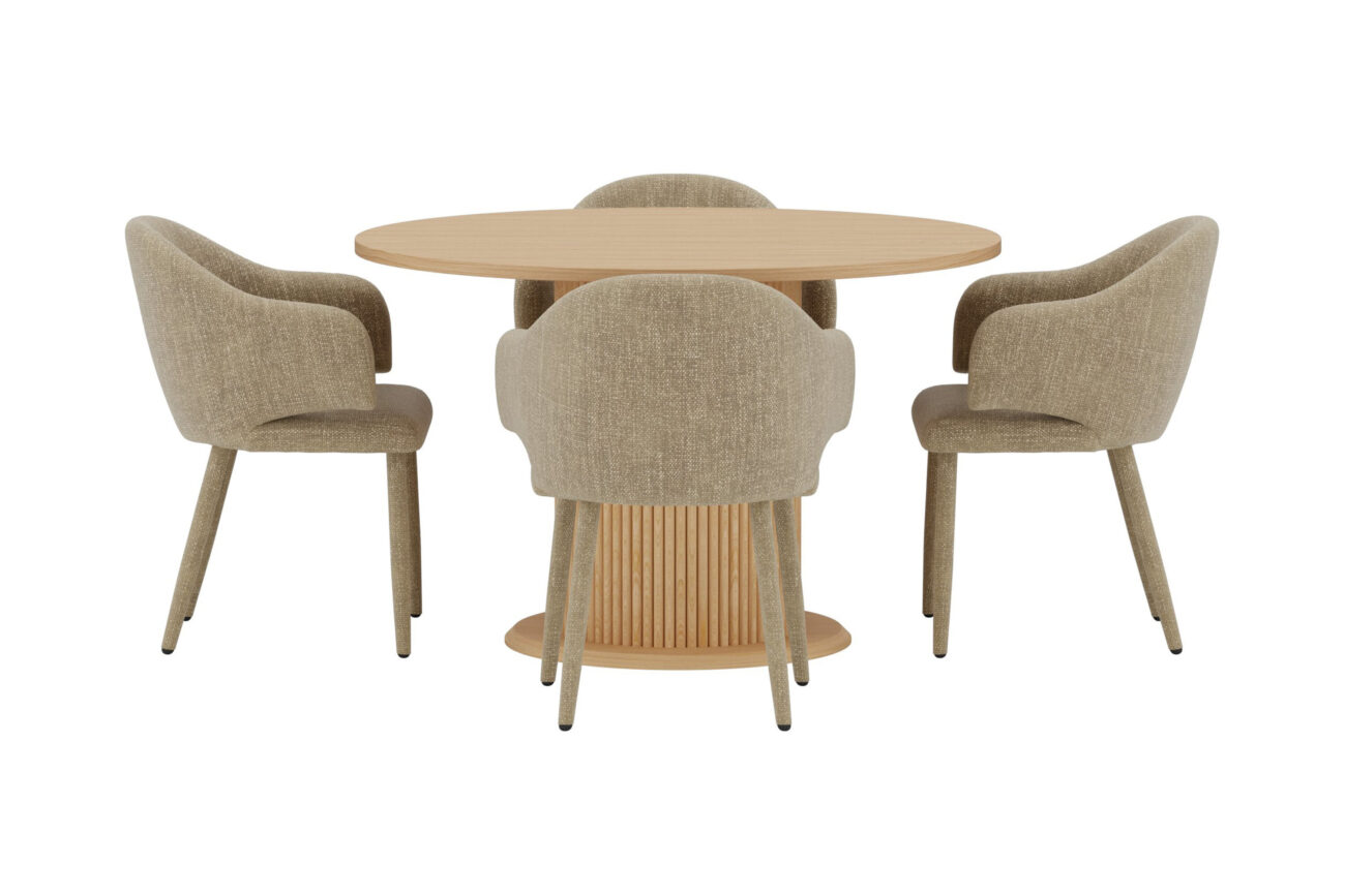 Reko, Evelin – Ensemble repas rond – Naturel