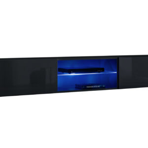 Ensemble TV mural Switch PR3 – chêne Wotan, noir – 180 x 40 x 148 cm