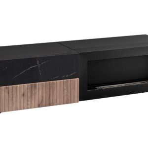Ensemble TV mural Cannes 1-K – noir, chêne Vicking, effet marbre noir – 160 x 45 x 180 cm