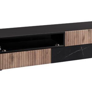 Ensemble TV mural Cannes 1 – noir, chêne Vicking, effet marbre noir – 160 x 45 x 180 cm