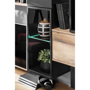 Ensemble TV mural Cruz – chêne Coast Evoke et noir – 280 x 45 x 180 cm