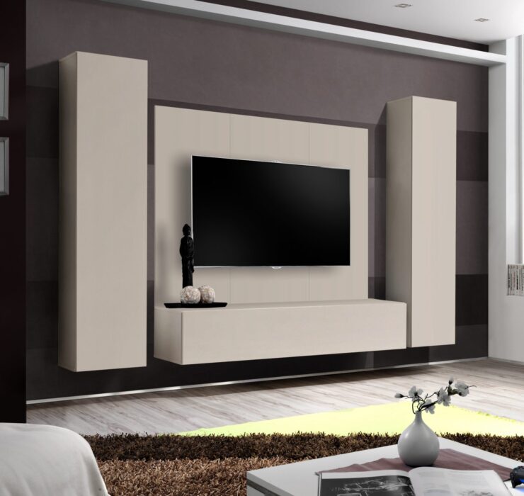 Ensemble TV mural Fly A-P1 – cachemire – 260 x 40 x 170 cm