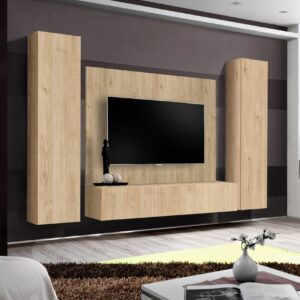Ensemble TV mural Fly A-P1 – hickory Jackson – 260 x 40 x 170 cm