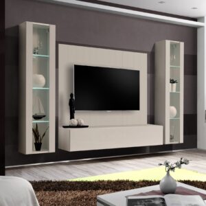 Ensemble TV mural Fly A-P2 – cachemire – 260 x 40 x 170 cm