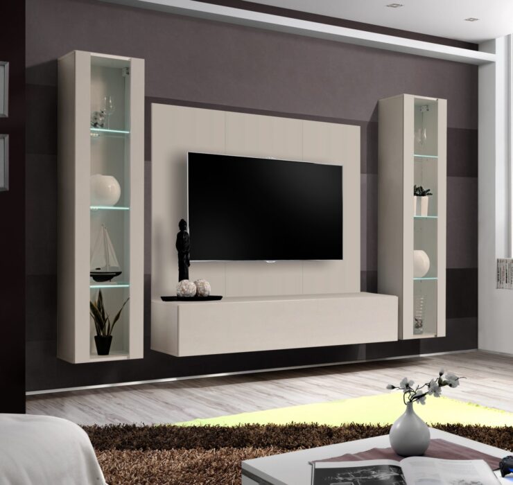 Ensemble TV mural Fly A-P2 – cachemire – 260 x 40 x 170 cm