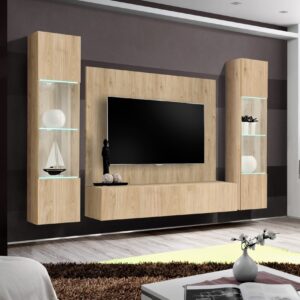 Ensemble TV mural Fly A-P3 – hickory Jackson – 260 x 40 x 170 cm