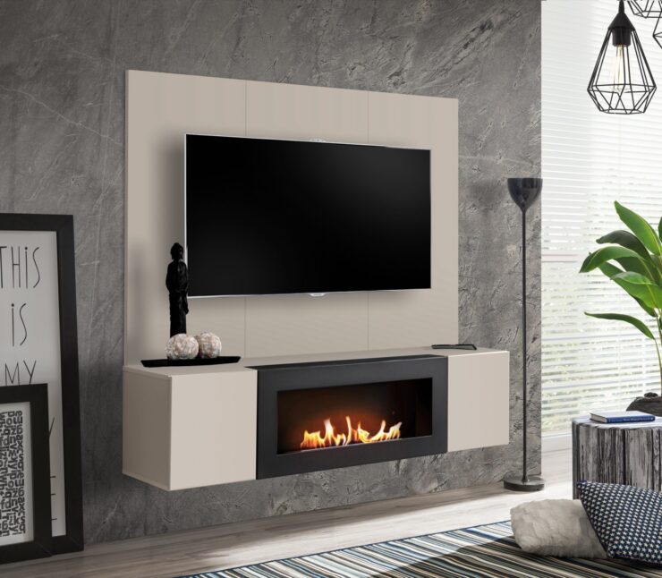 Ensemble TV mural Fly B-K – cachemire – 160 x 1,6 x 158 cm