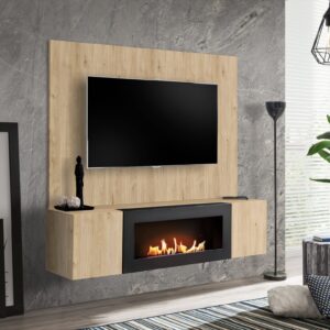 Ensemble TV mural Fly B-K – hickory Jackson – 160 x 1,6 x 158 cm