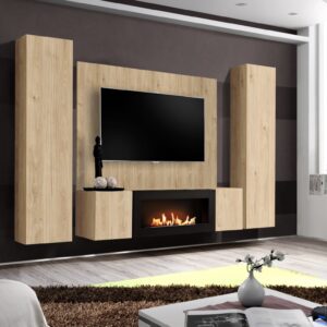 Ensemble TV mural Fly M-P1 – hickory Jackson – 260 x 40 x 170 cm