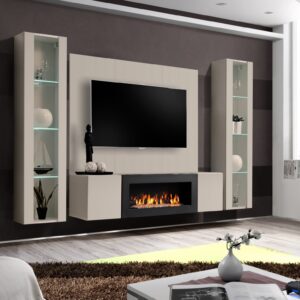 Ensemble TV mural Fly M-P2 – cachemire – 260 x 40 x 170 cm