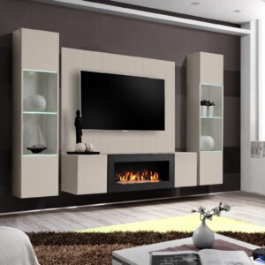 Ensemble TV mural Fly M-P3 – cachemire – 260 x 40 x 170 cm