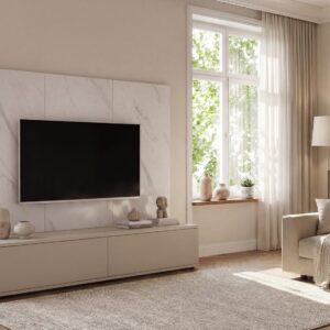 Ensemble TV mural Glam – cachemire, effet marbre blanc – 180 x 45 x 155 cm