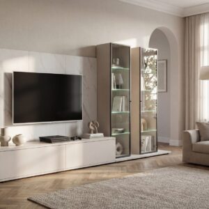 Ensemble TV mural Glam – cachemire, effet marbre blanc – 180 x 45 x 155 cm