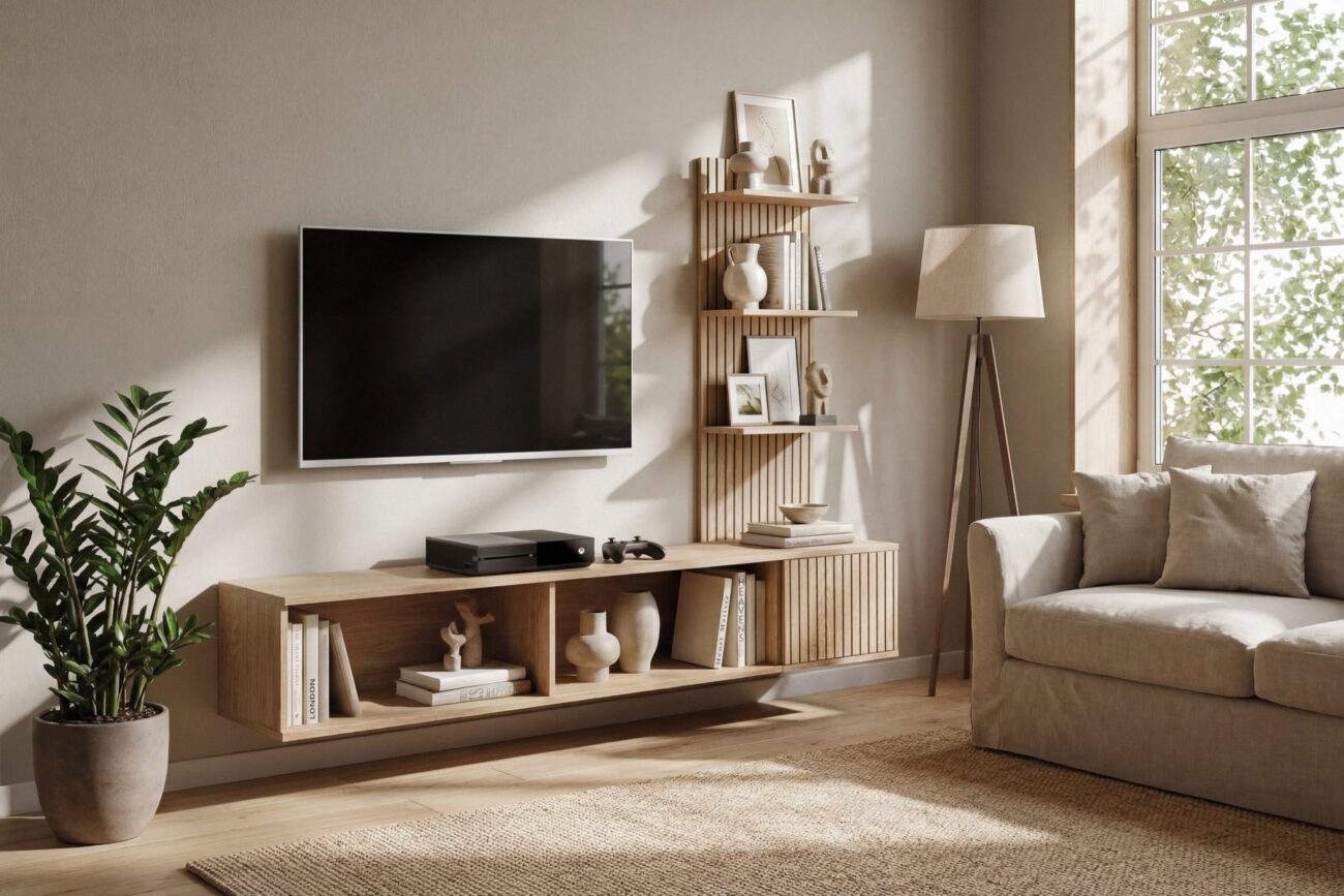 Ensemble TV mural Joy – chêne Cremona – 180 x 40 x 130 cm