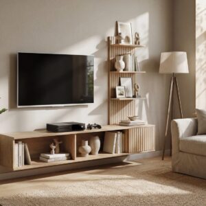 Ensemble TV mural Joy – chêne Cremona – 180 x 40 x 130 cm