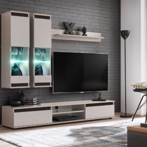 Ensemble TV mural Modo – cachemire et noir – 175 x 37 x 150 cm