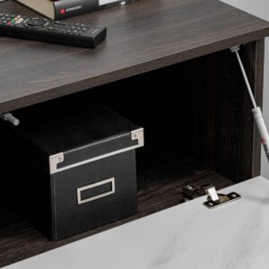 Ensemble TV mural Noir 2 – chêne graphite, effet marbre blanc – 160 x 35 x 148 cm
