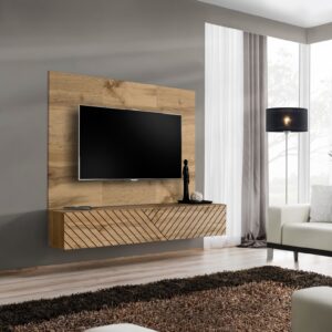 Ensemble TV mural Switch PR1 – chêne Wotan – 180 x 40 x 148 cm