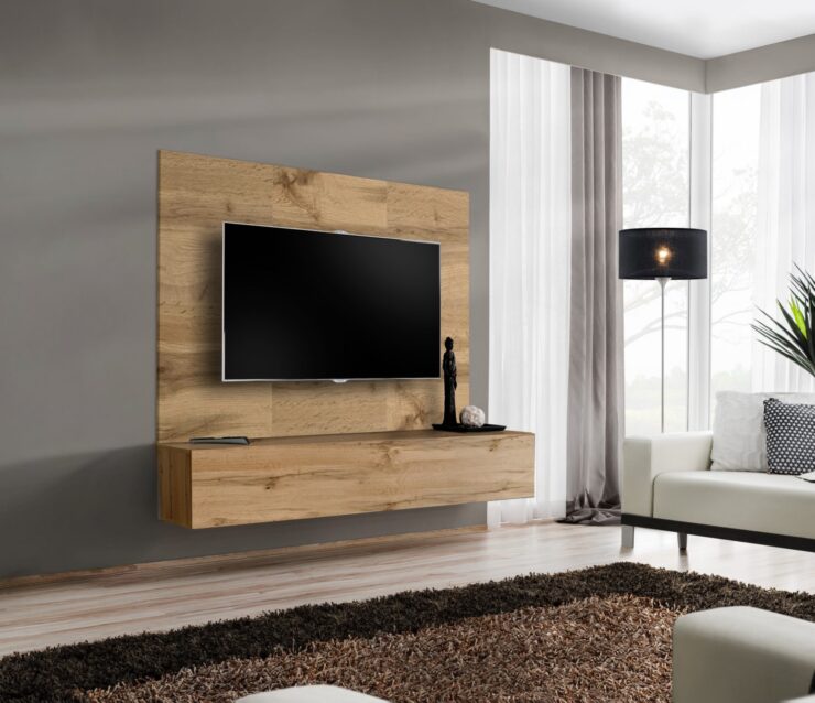 Ensemble TV mural Switch PR1 – chêne Wotan – 180 x 40 x 148 cm