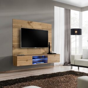 Ensemble TV mural Switch PR3 – chêne Wotan – 180 x 40 x 148 cm