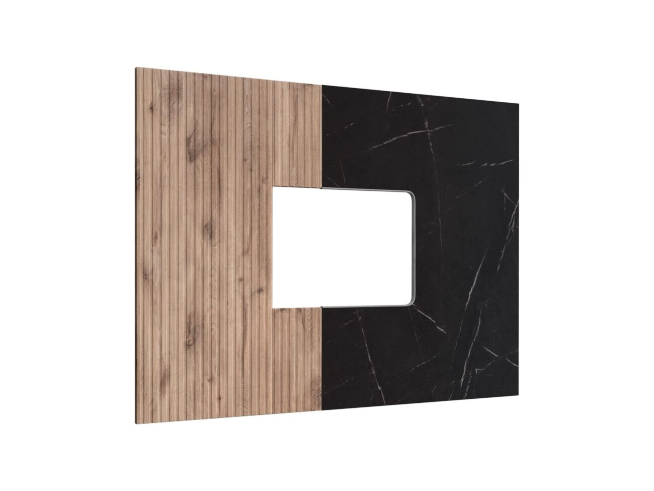Panneau mural Cannes PW – noir, chêne Vicking, effet marbre noir – 160 x 1,6 x 120 cm