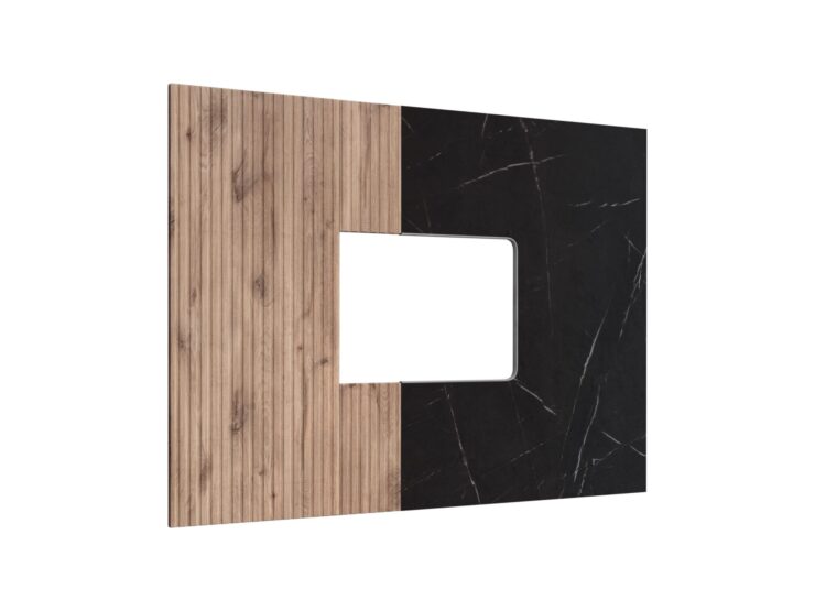 Panneau mural Cannes PW – noir, chêne Vicking, effet marbre noir – 160 x 1,6 x 120 cm