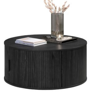 Table basse ronde noire Ronin 80 x 36 x 80 cm vue fermée
