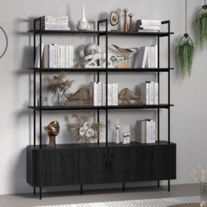 Bibliothèque Ronin noire avec structure en métal vue de trois quarts