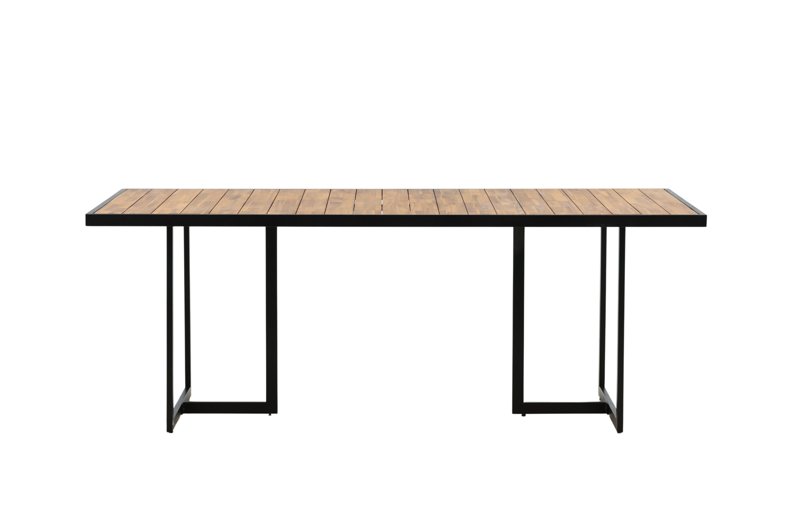 Khung table à manger rectangulaire noir, naturel 200 x 100 cm sur fond clair