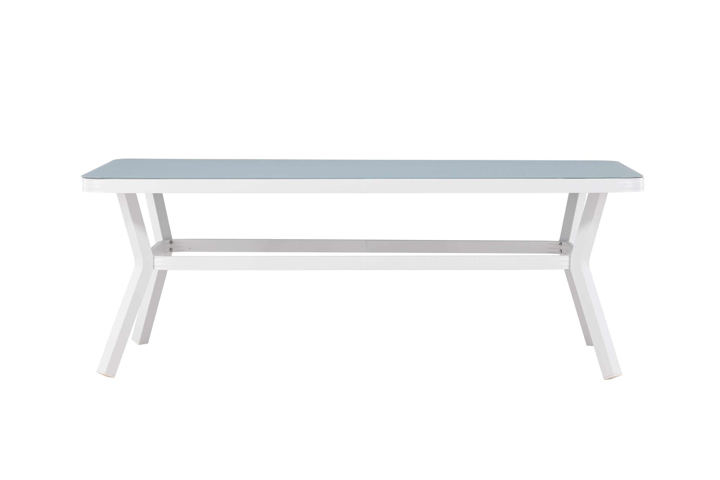 Virya table à manger rectangulaire blanc, transparent 200 x 100 cm sur fond clair