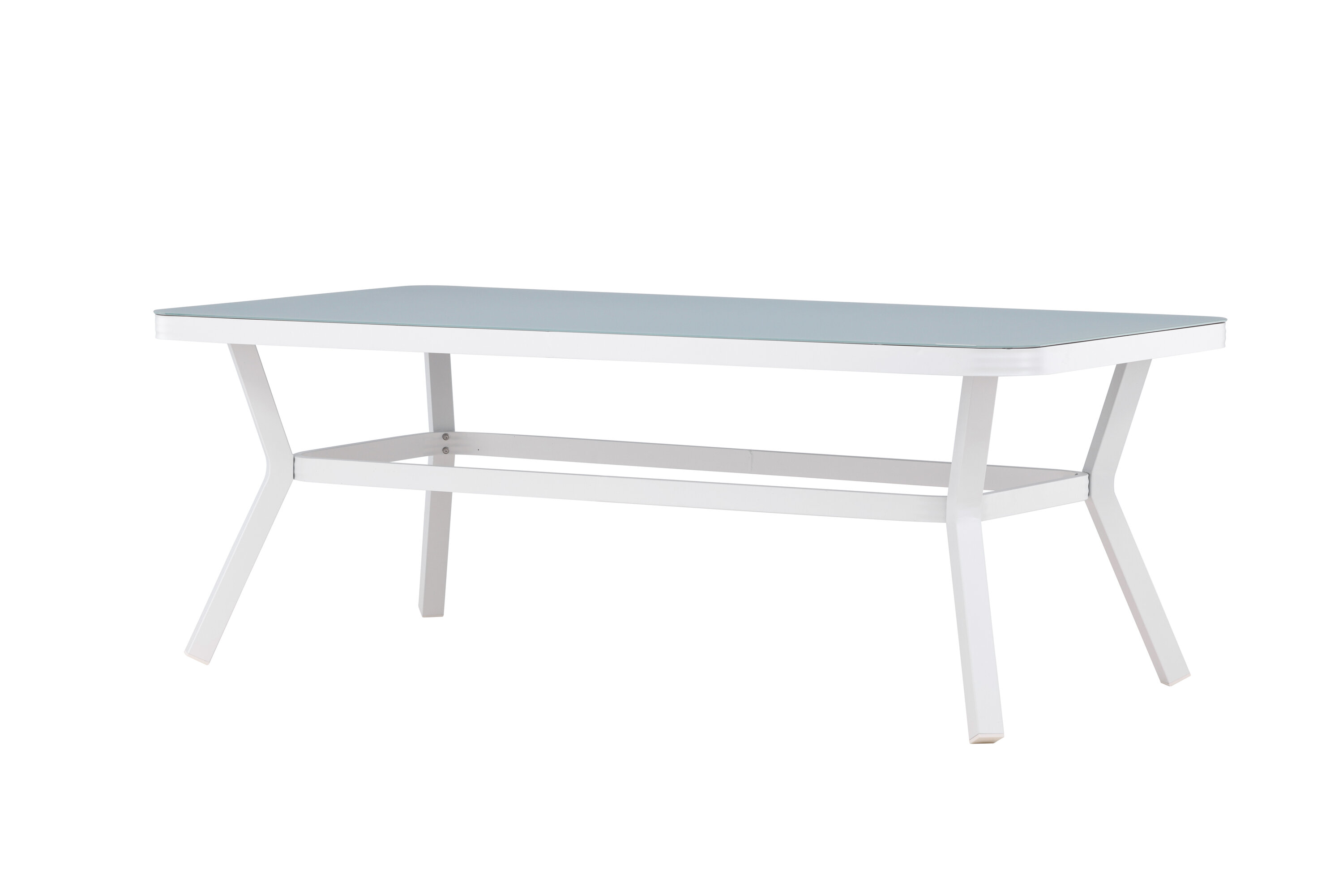 Virya table à manger rectangulaire blanc, transparent 200 x 100 cm sur fond clair