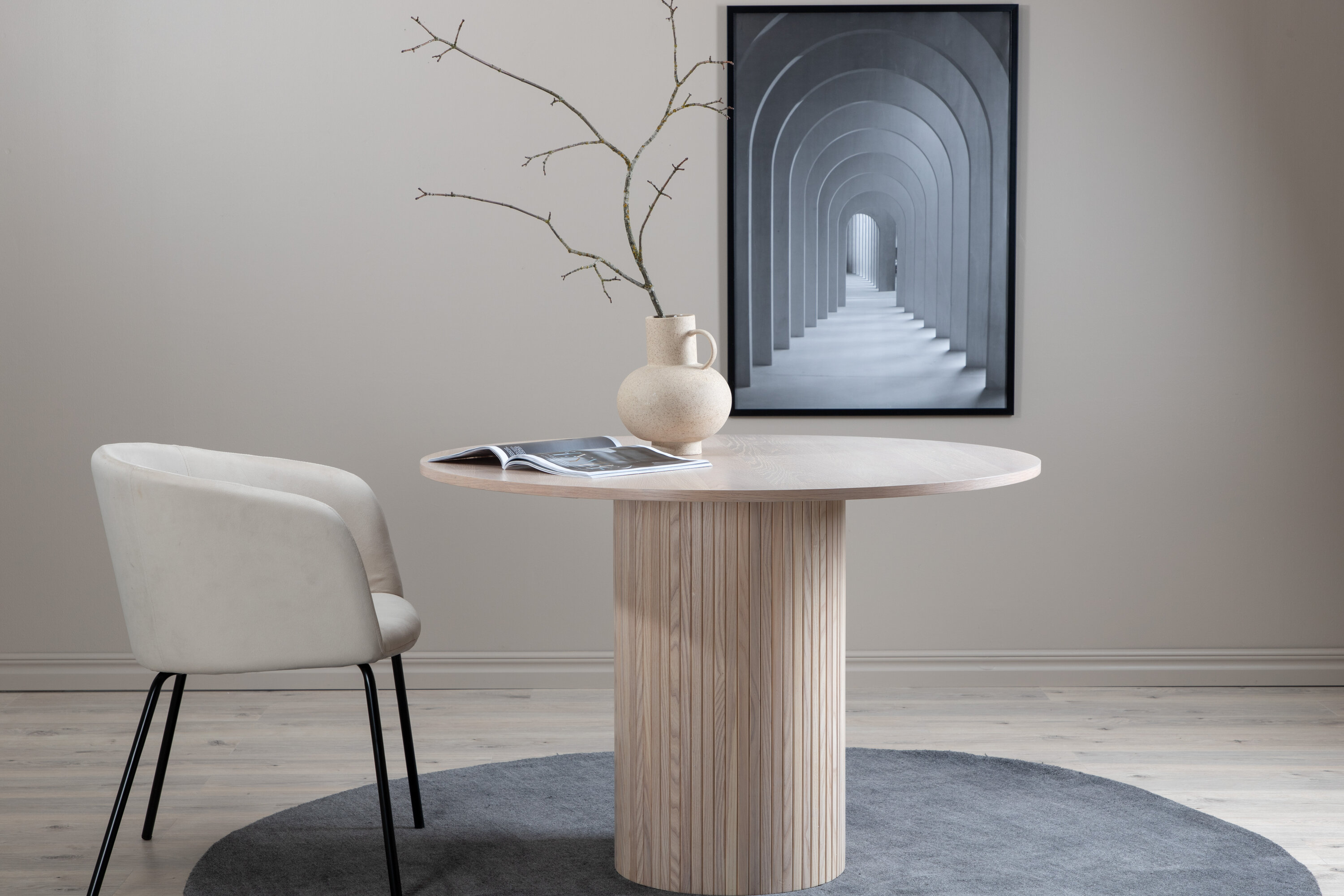 Détail du table à manger ronde Bianca noir, blanc, blanchi ⌀110 cm