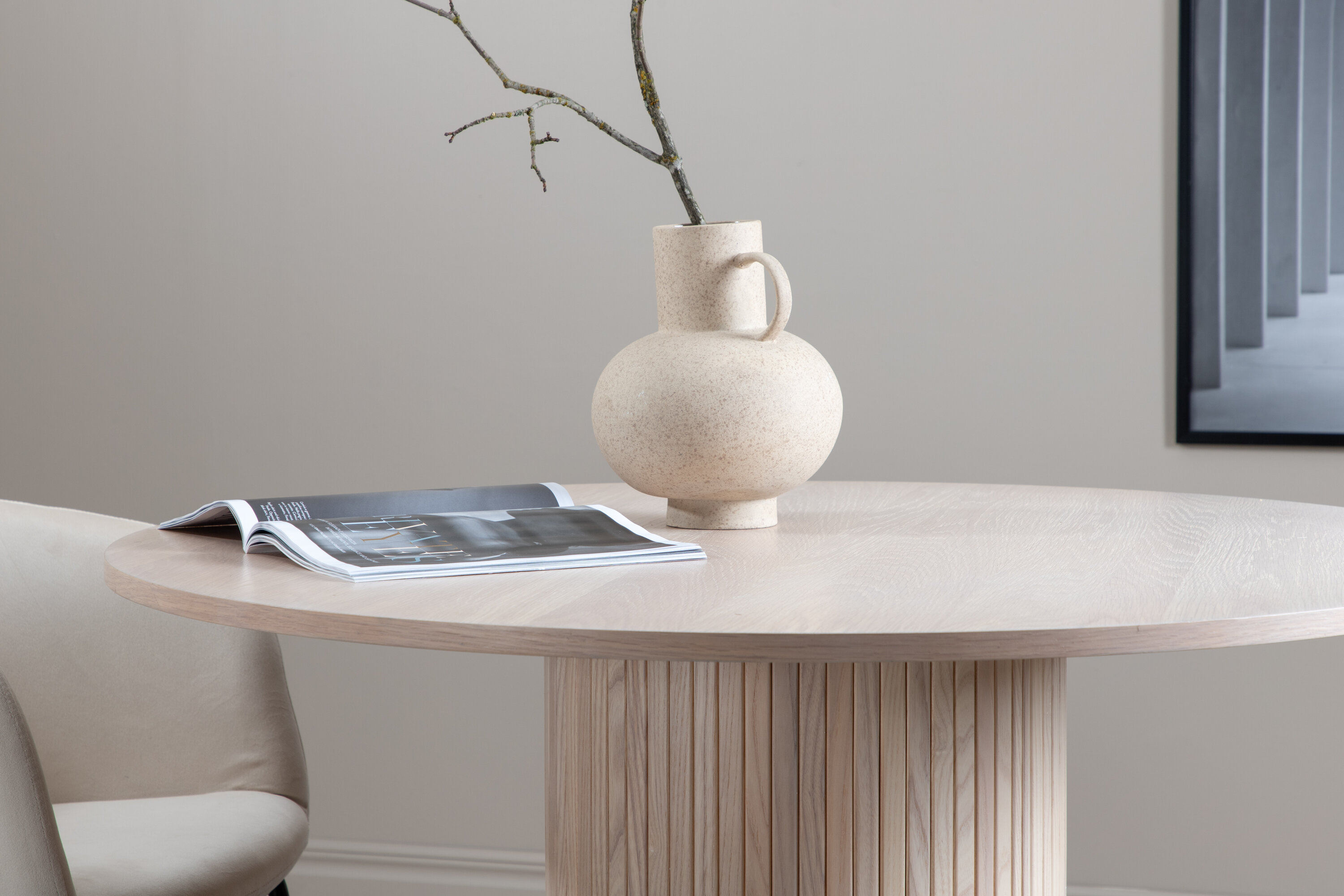 Détail du table à manger ronde Bianca noir, blanc, blanchi ⌀110 cm