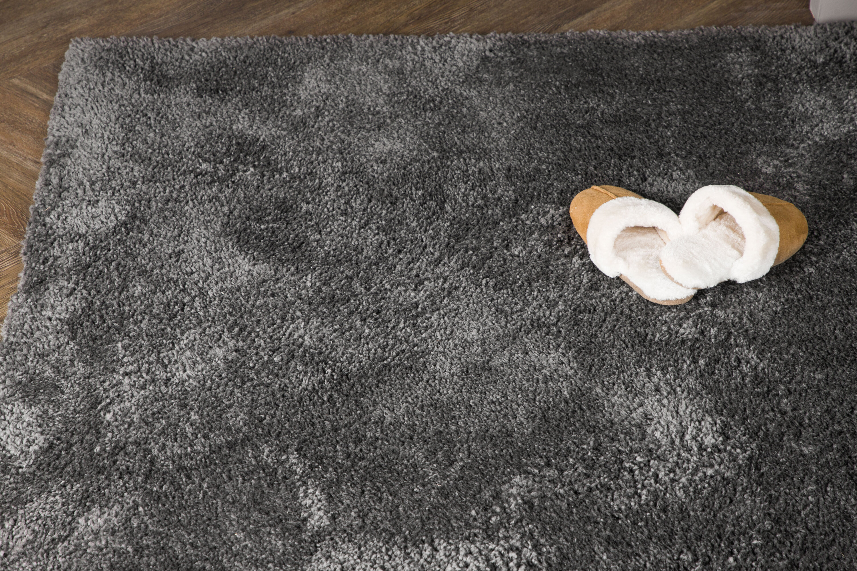 Walter tapis de salon gris foncé 340 x 240 cm en situation dans une pièce décorée