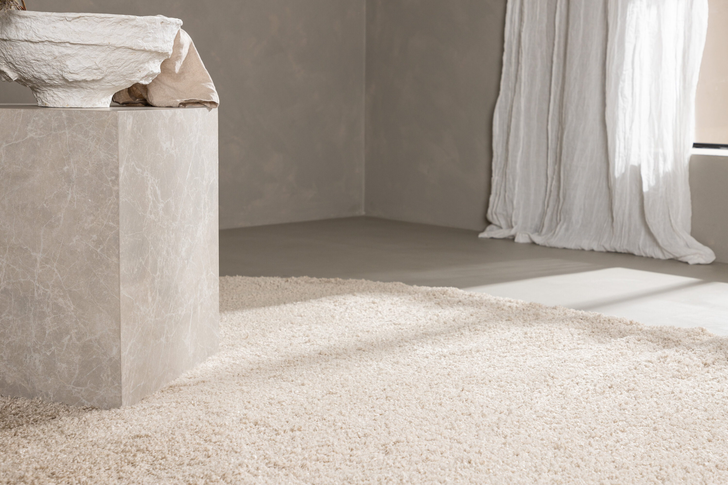 Walter tapis de salon beige 340 x 240 cm en situation dans une pièce décorée