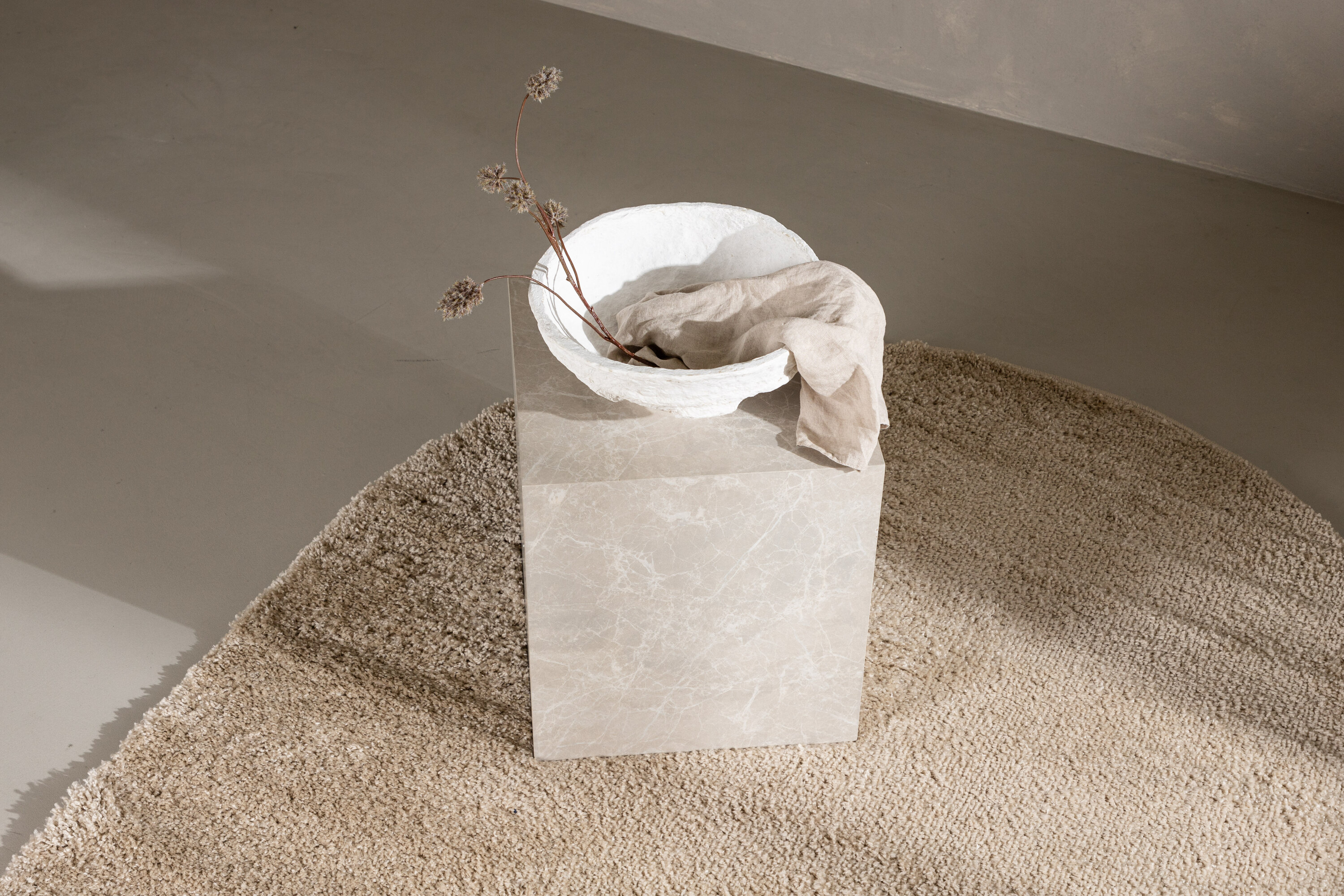 Walter tapis de salon beige 340 x 240 cm en situation dans une pièce décorée