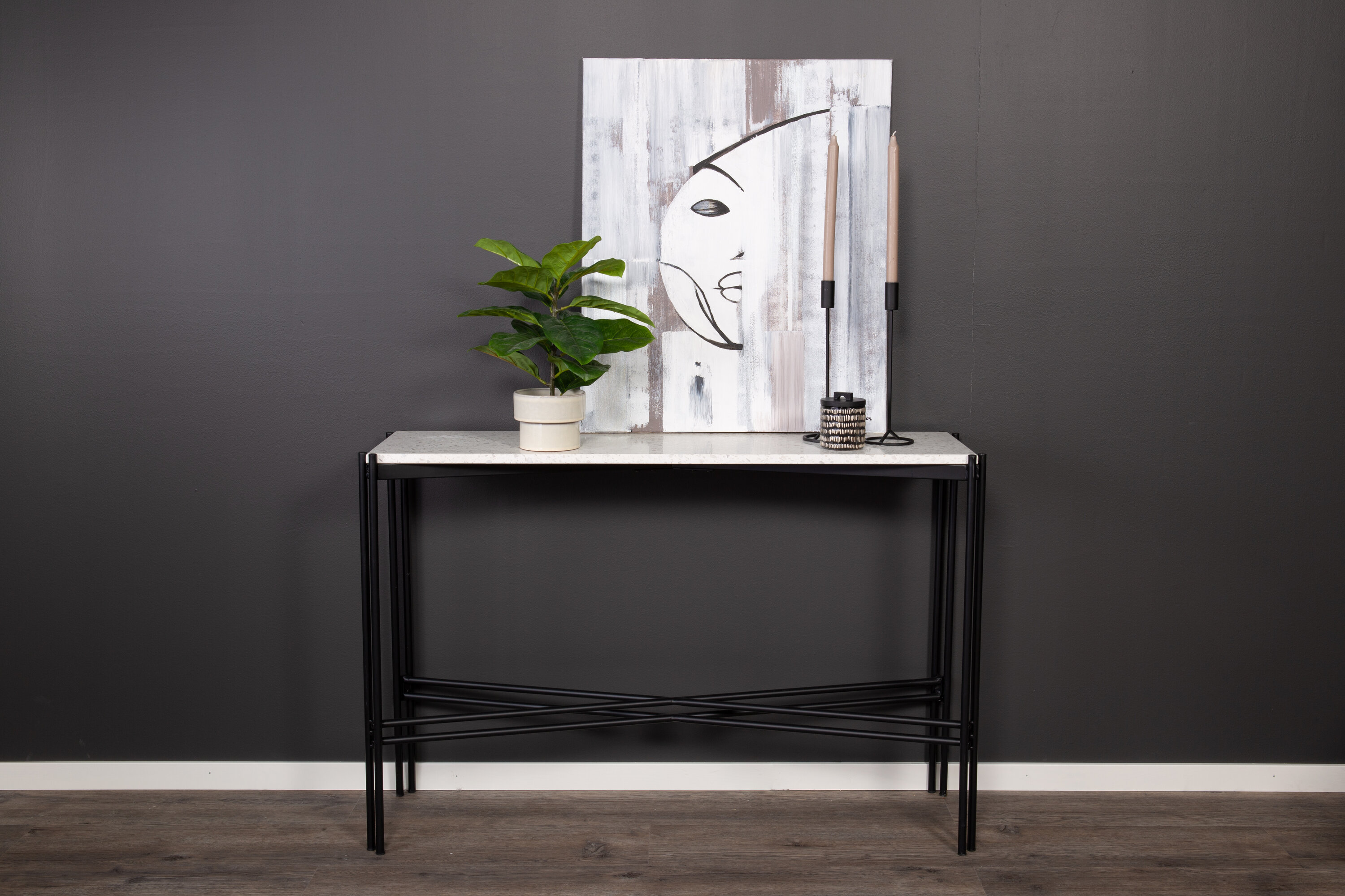 Détail du table d'appoint Razzia noir, blanc 110 x 30 cm