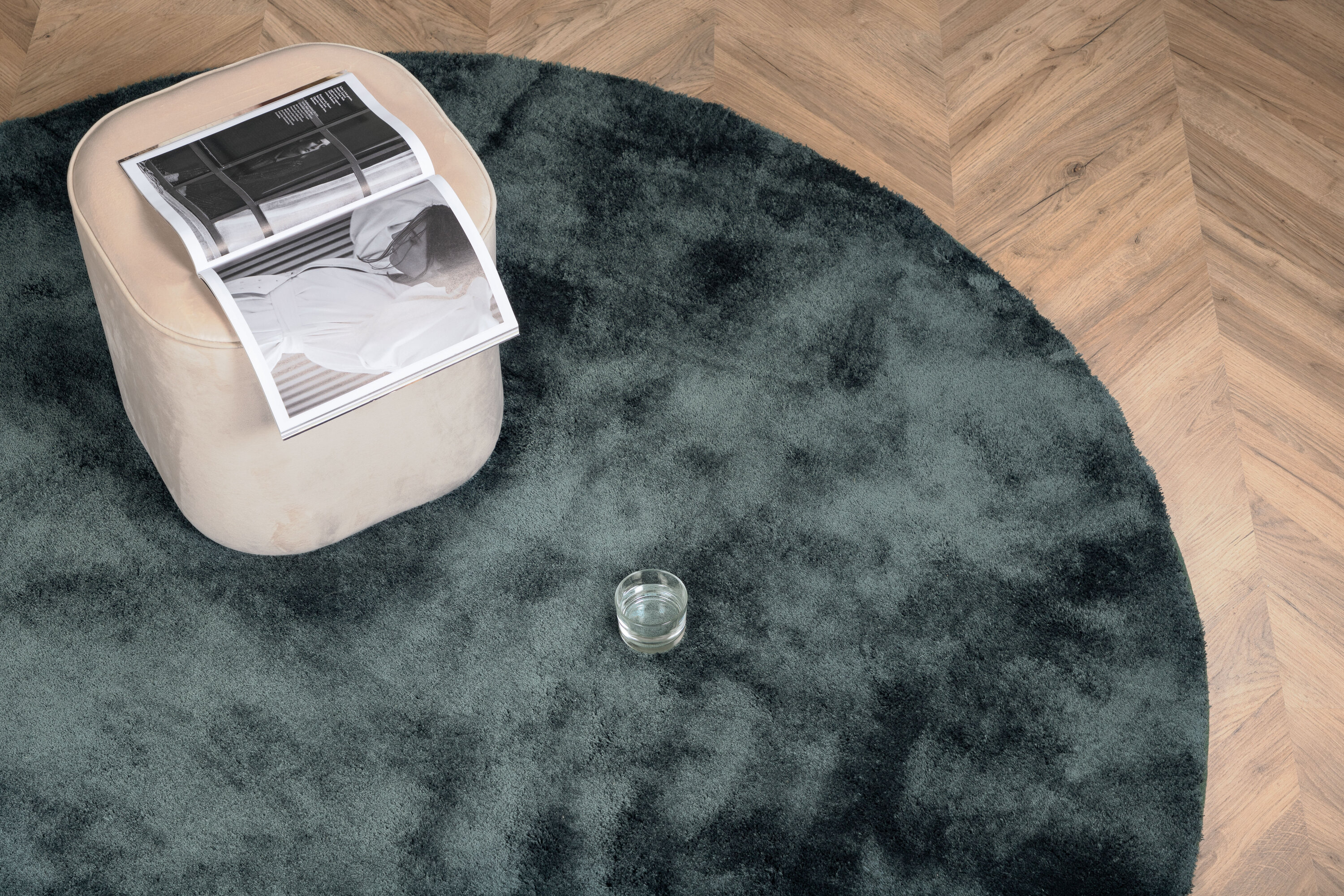 Détail du tapis de salon Undra vert ⌀200 cm