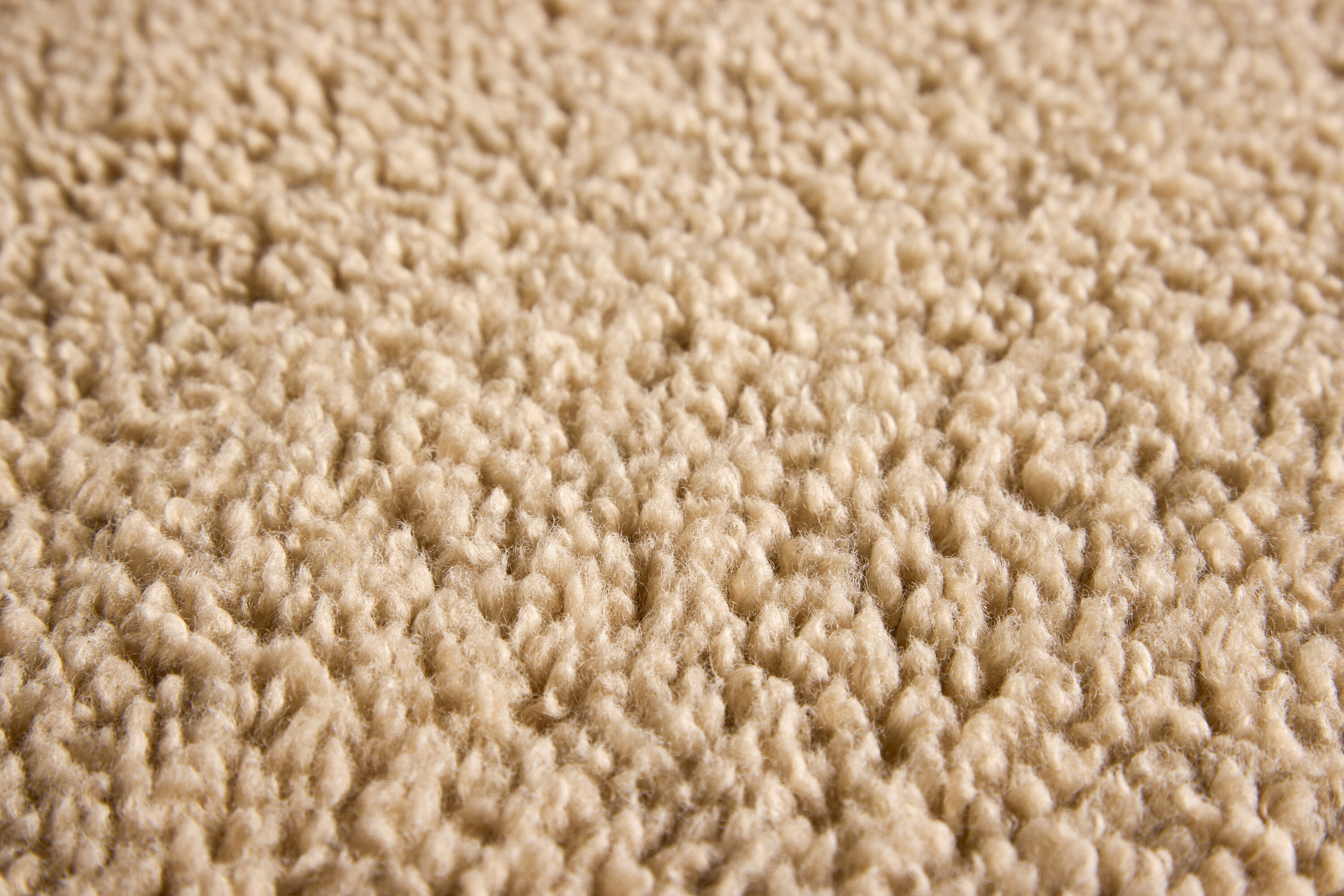 Teddy tapis de salon beige ⌀200 cm en situation dans une pièce décorée