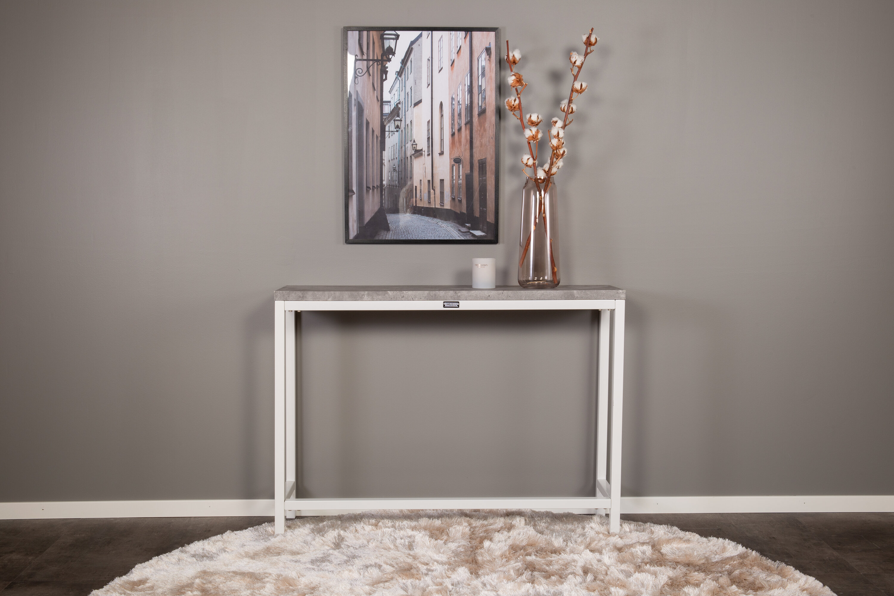 Détail du table d'appoint Rise blanc, gris 110 x 30 cm