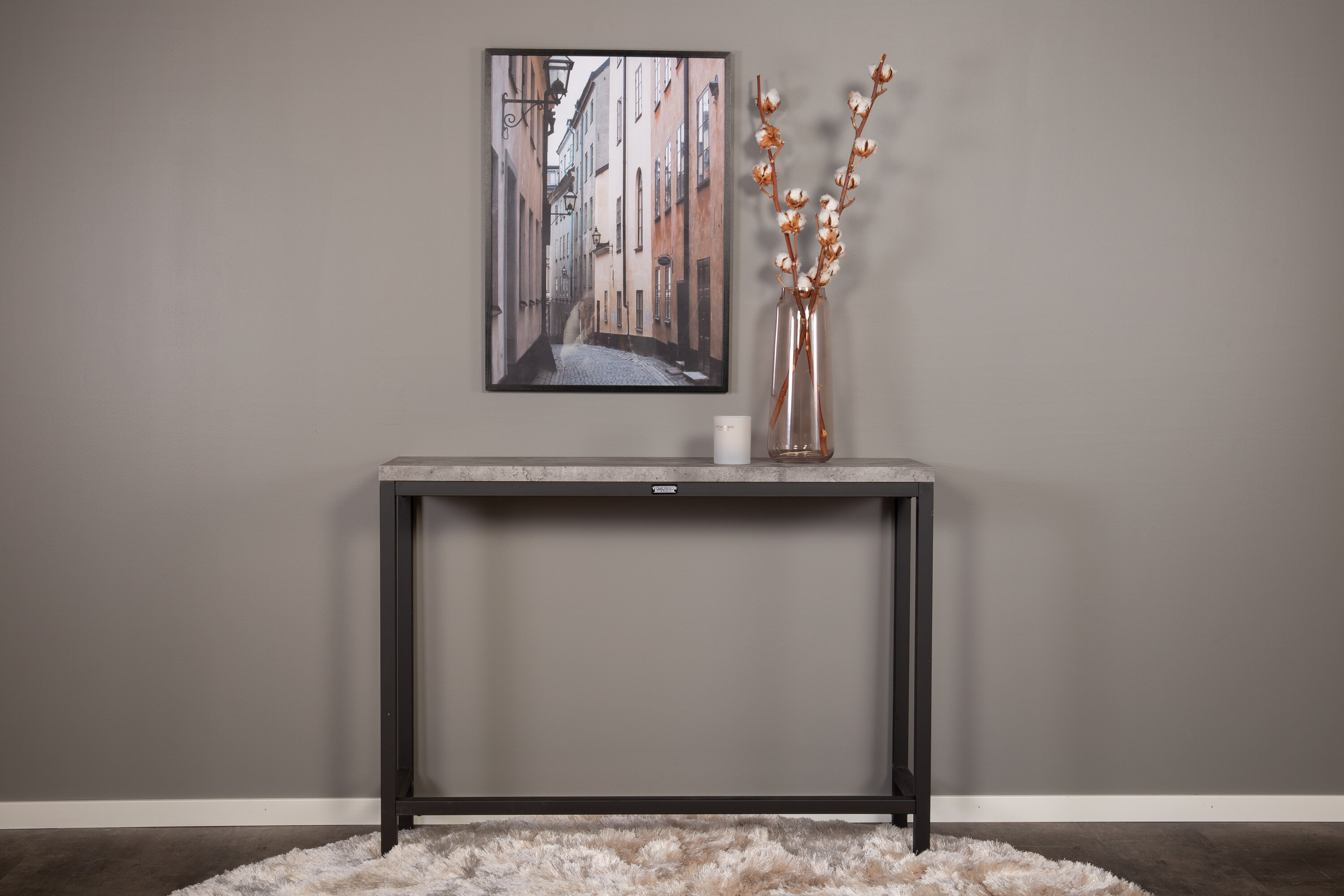 Détail du table d'appoint Rise noir, gris 110 x 30 cm