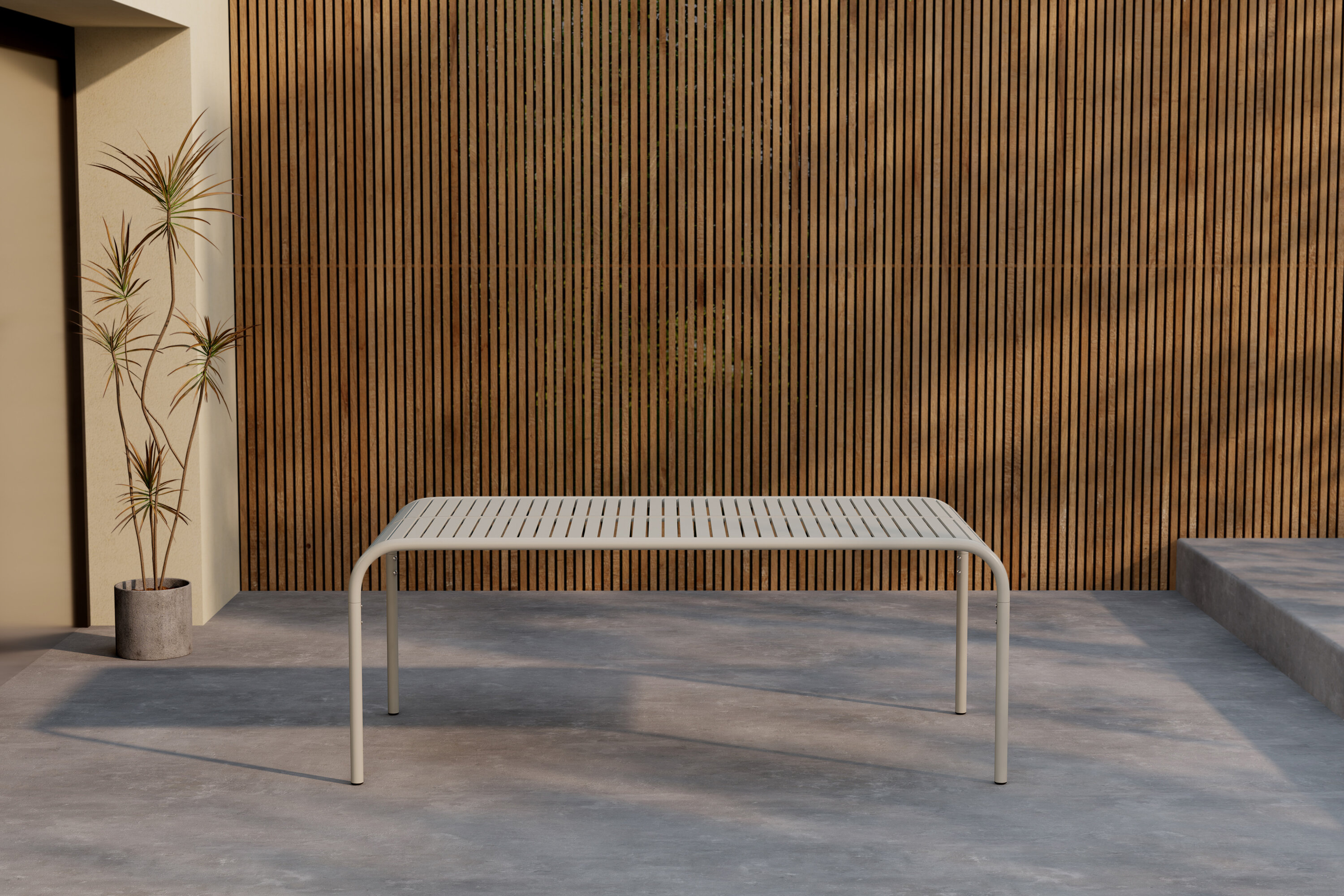 Borneo table à manger rectangulaire beige 200 x 100 cm en situation dans une pièce décorée
