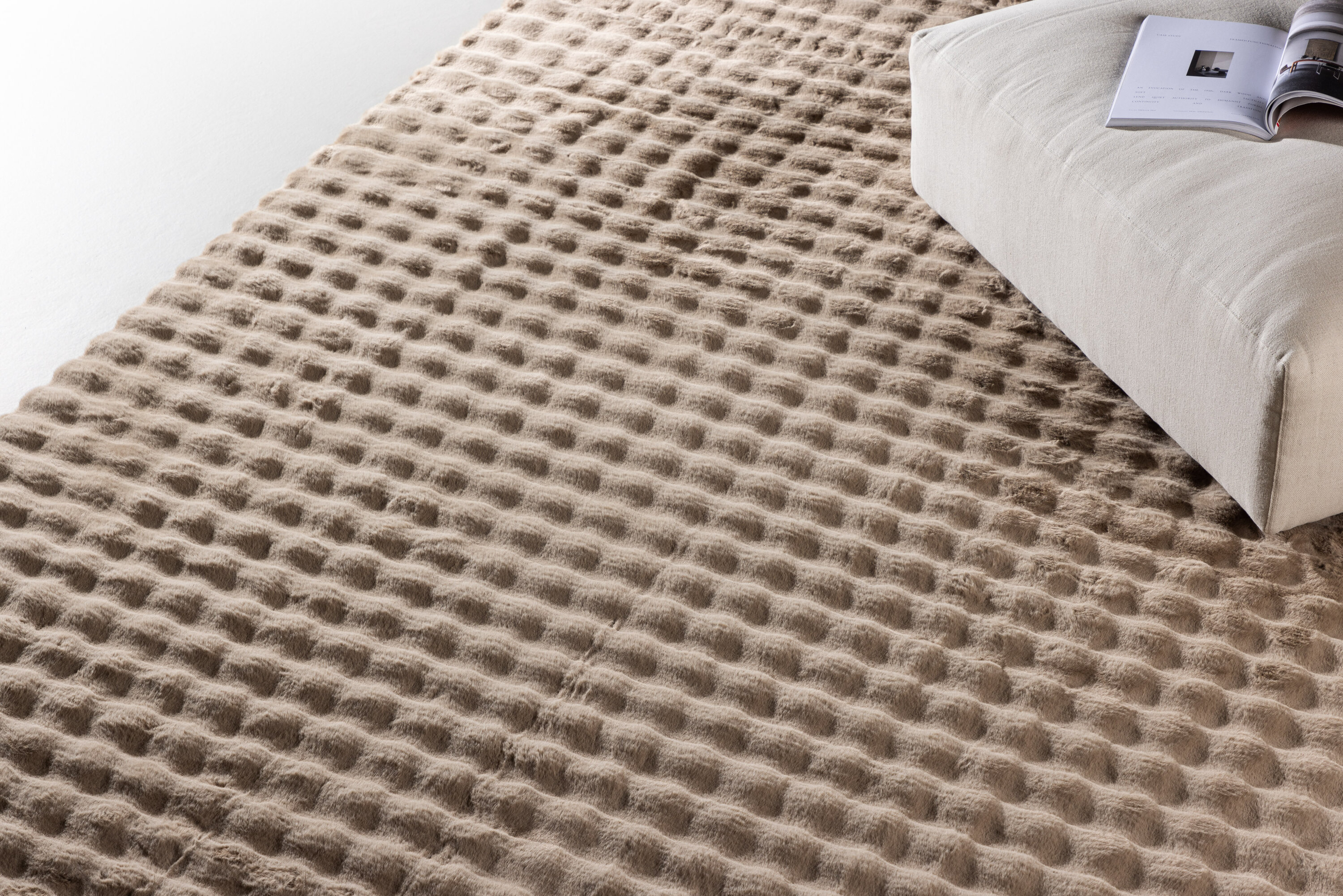 Novis tapis de salon beige 230 x 160 cm en situation dans une pièce décorée