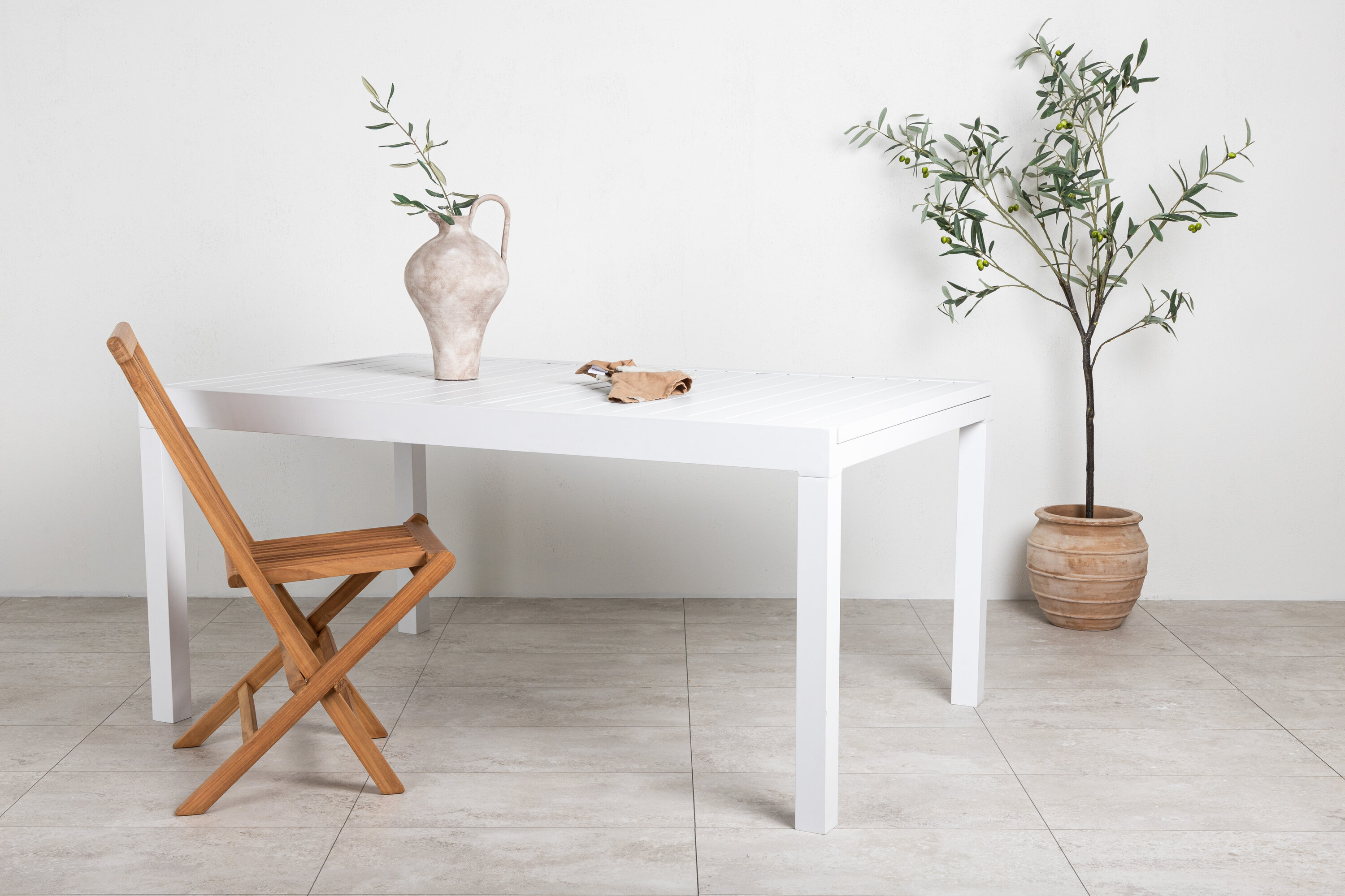Détail du table à manger rectangulaire Marbella blanc 160 x 100 cm