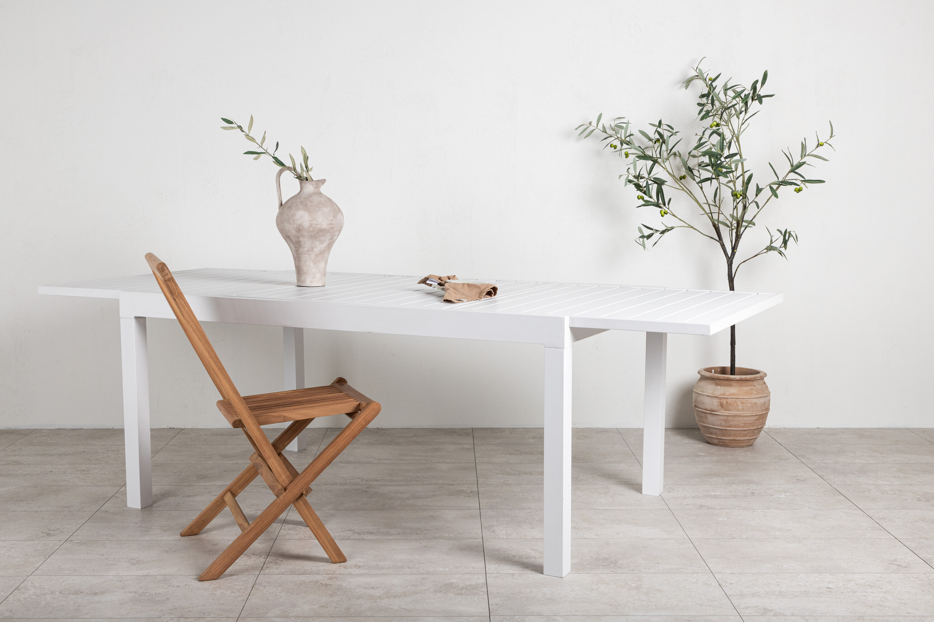 Détail du table à manger rectangulaire Marbella blanc 160 x 100 cm