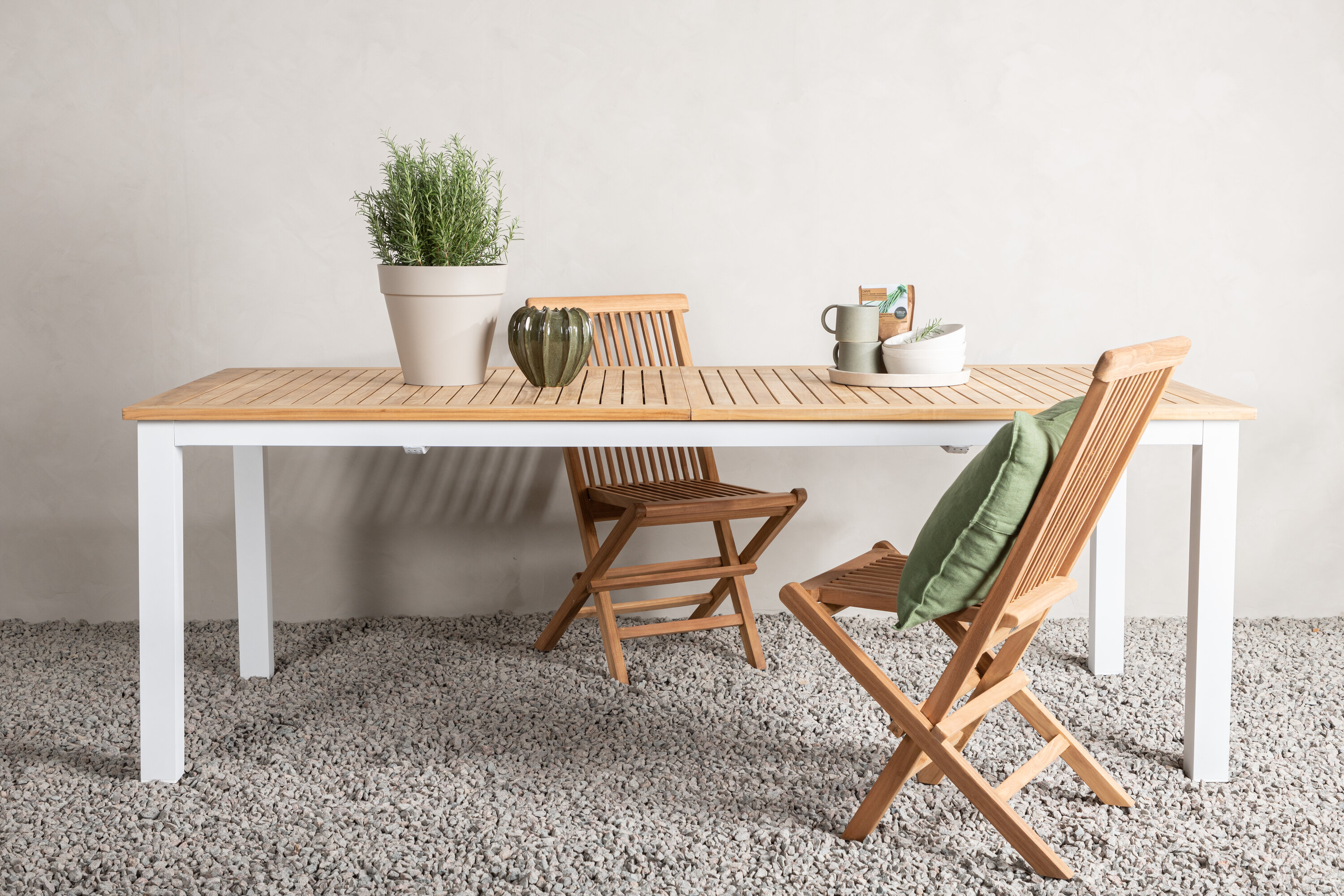 Panama table à manger rectangulaire naturel, blanc 224 x 100 cm en situation dans une pièce décorée