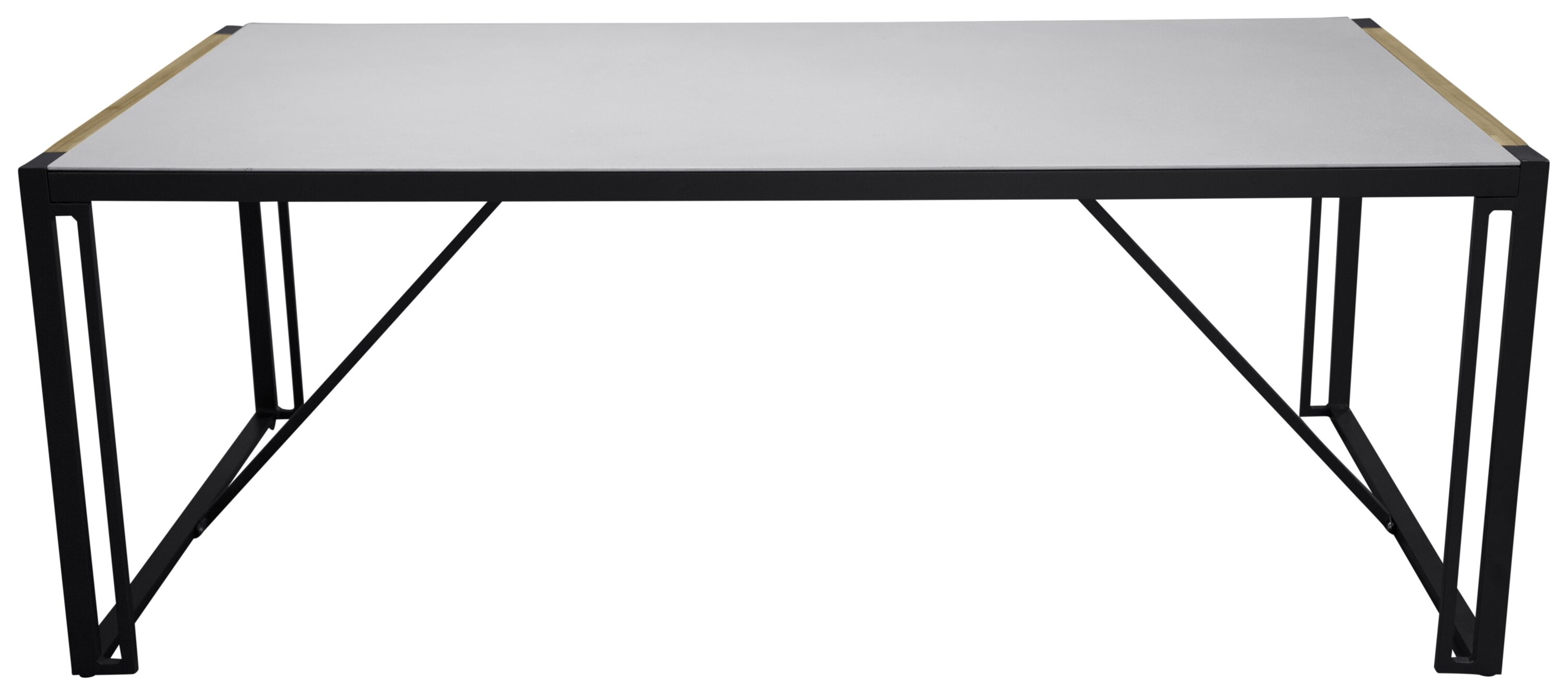 Vue du table à manger rectangulaire Texas noir, gris clair 200 x 100 cm