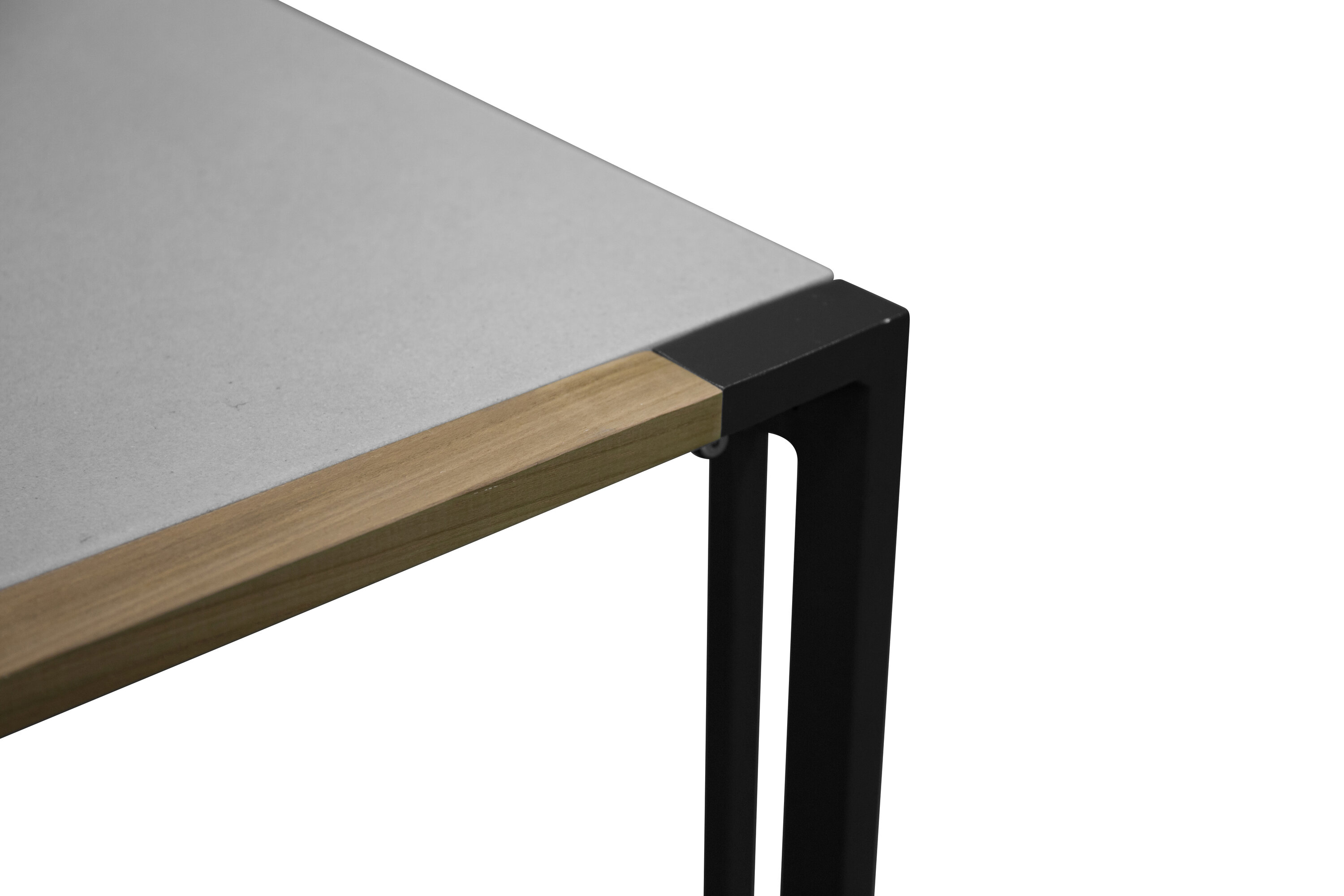 Vue du table à manger rectangulaire Texas noir, gris clair 200 x 100 cm