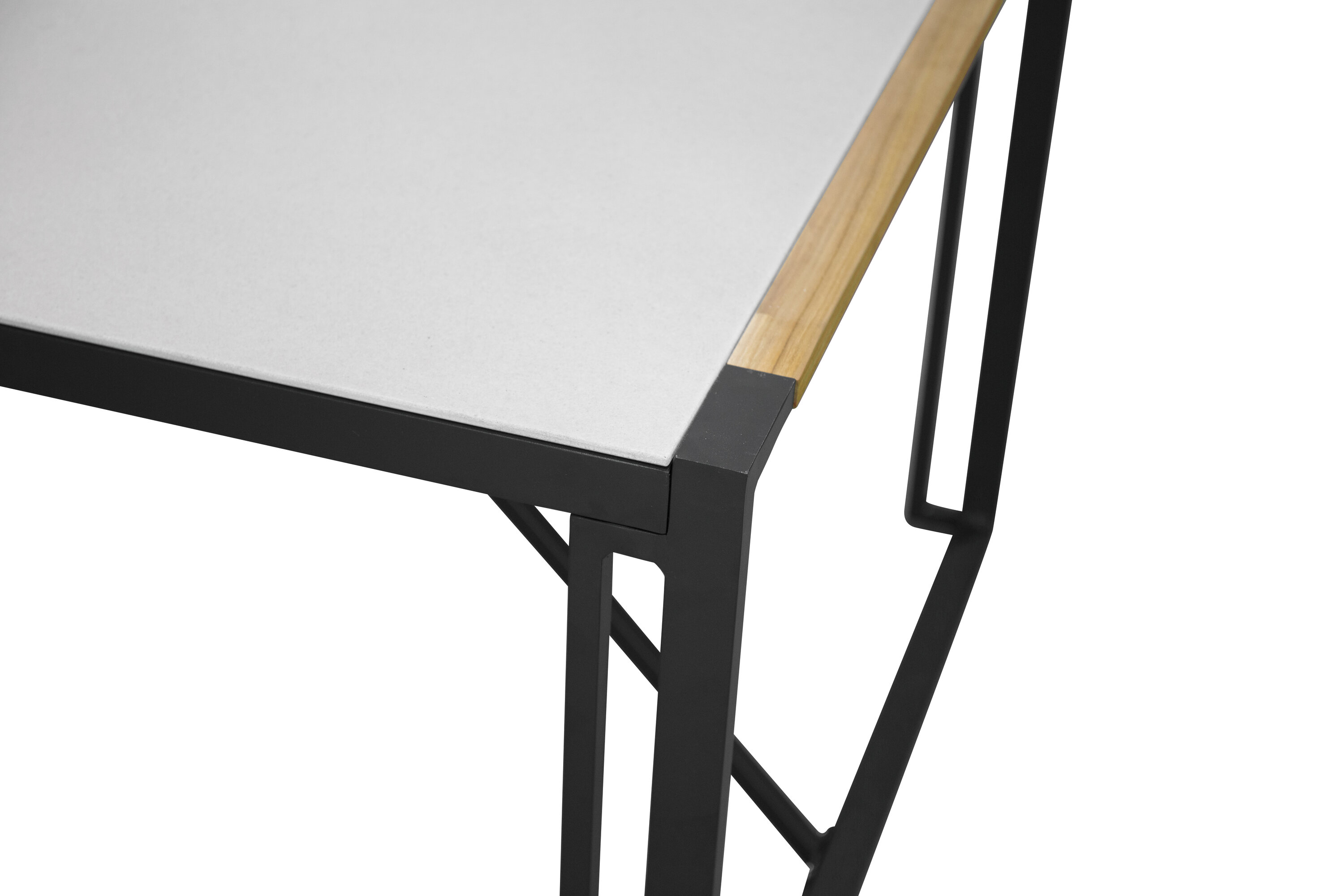 Vue du table à manger rectangulaire Texas noir, gris clair 200 x 100 cm